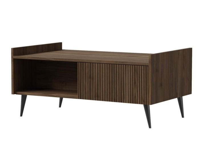 Stolik kawowy ryflowany do salonu orzech TWINKL