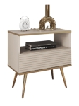 Beżowa szafka nocna z lamelami POLO ZŁOTE NÓŻKI 