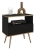 Czarna ryflowana szafka nocna do sypialni ze złotymi nogami POLO