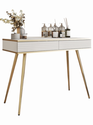 Biała ryflowana toaletka glamour POLO ZŁOTA PODSTAWA