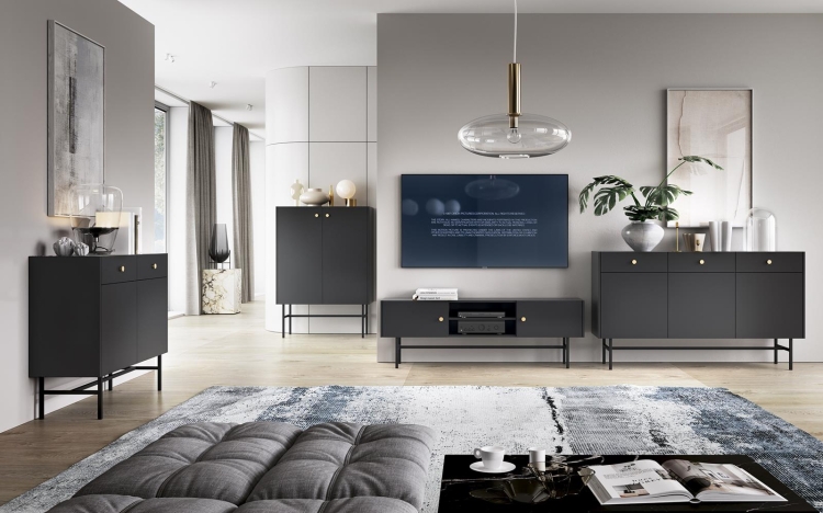Czarna komoda nowoczesna do przedpokoju AVORS