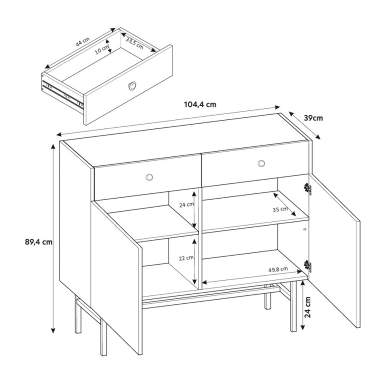Czarna komoda nowoczesna do przedpokoju AVORS