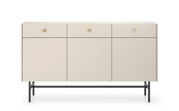 Trzydrzwiowa komoda beżowa z szufladami AVORS