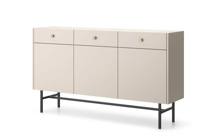 Trzydrzwiowa komoda beżowa z szufladami AVORS