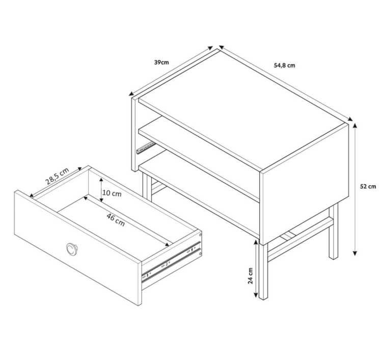 Beżowy stylowy stolik nocny AVORS