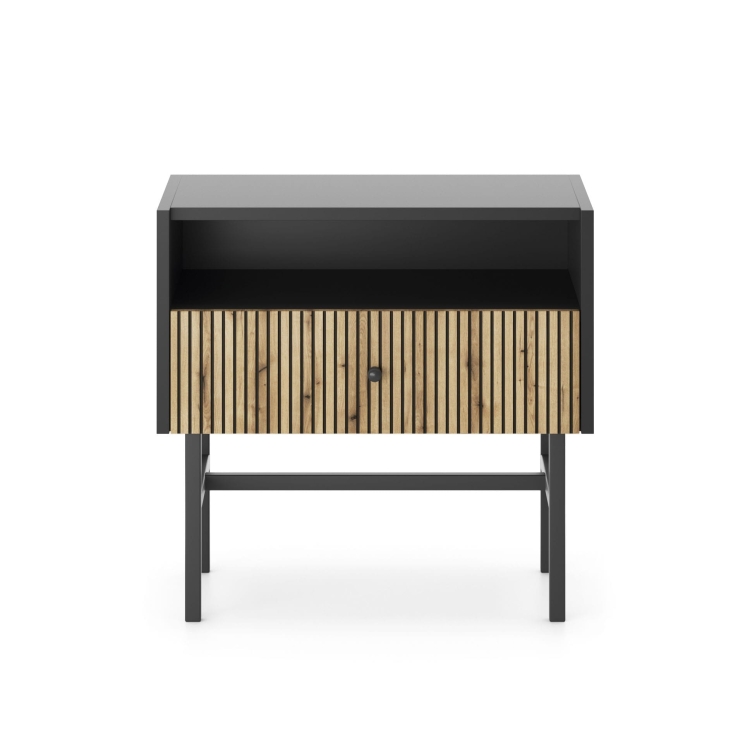 Elegancki stolik nocny z ryflowanym frontem AVORS