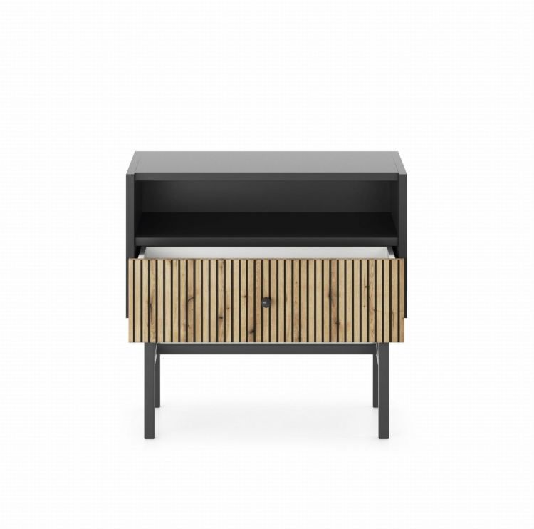 Elegancki stolik nocny z ryflowanym frontem AVORS