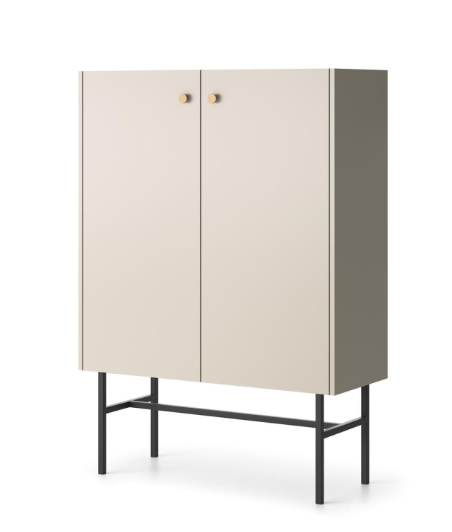 Wysoka beżowa witryna dwudrzwiowa AVORS