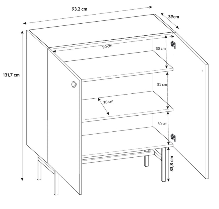 Wysoka beżowa witryna dwudrzwiowa AVORS