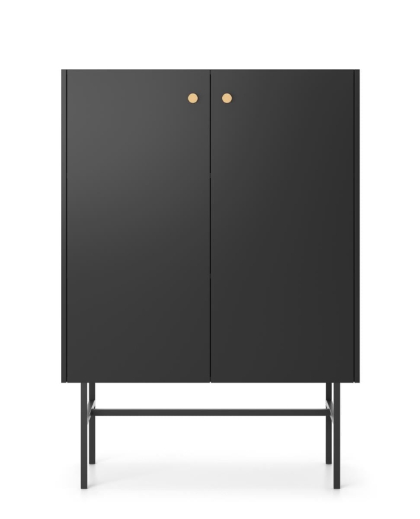 Czarna wysoka witryna dwudrzwiowa AVORS