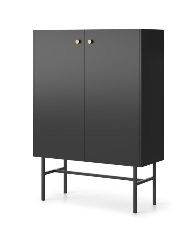 Czarna wysoka witryna dwudrzwiowa AVORS