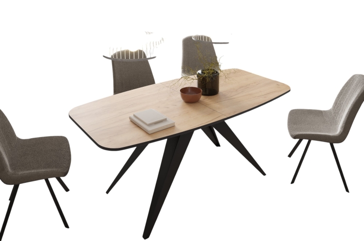 Rozkładany stół do jadalni dąb craft czarna podstawa CARRINGTON