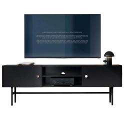 Elegancka szafka RTV czarna z szufladkami AVORS 