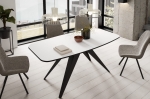 Stół do jadalni z funkcją rozkładania biały+czarna podstawa CARRINGTON