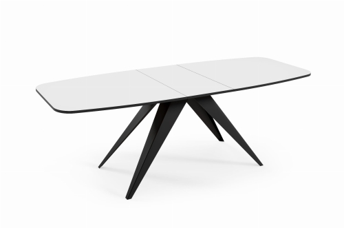 Stół do jadalni z funkcją rozkładania biały+czarna podstawa CARRINGTON