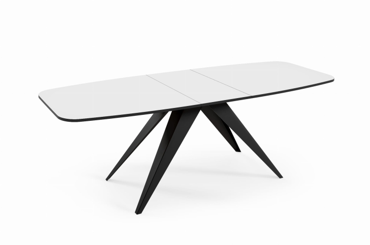 Stół do jadalni z funkcją rozkładania biały+czarna podstawa CARRINGTON