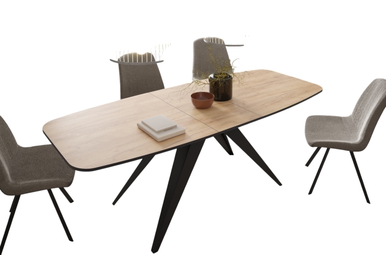 Stół rozkładany na czarnych nogach dąb craft do jadalni CARRINGTON