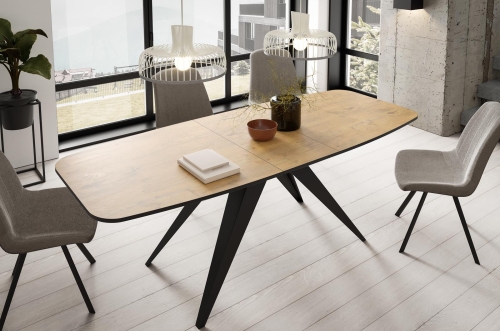 Stół rozkładany na czarnych nogach dąb craft do jadalni CARRINGTON