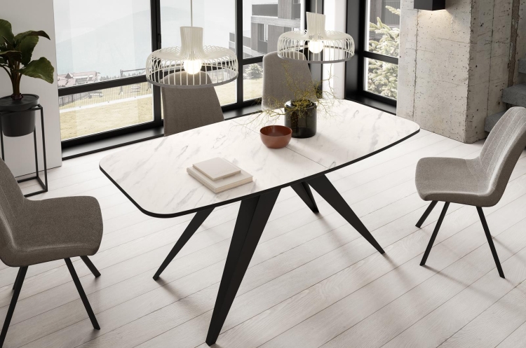 Stół z białym marmurowym blatem glamour rozkładany CARRINGTON