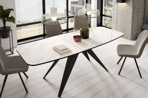 Stół z białym marmurowym blatem glamour rozkładany CARRINGTON