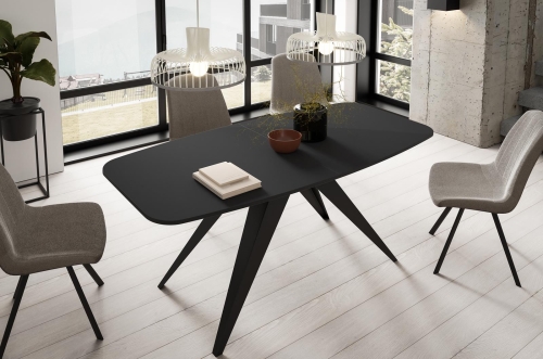 Nowoczesny czarny stół z funkcją rozkładania do jadalni CARRINGTON