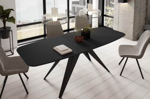 Nowoczesny czarny stół z funkcją rozkładania do jadalni CARRINGTON