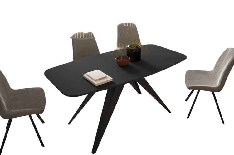 Nowoczesny czarny stół z funkcją rozkładania do jadalni CARRINGTON