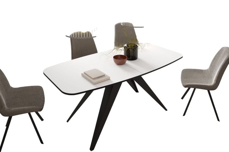 Biały stół z czarną podstawą rozkładany 180-220 cm CARRINGTON