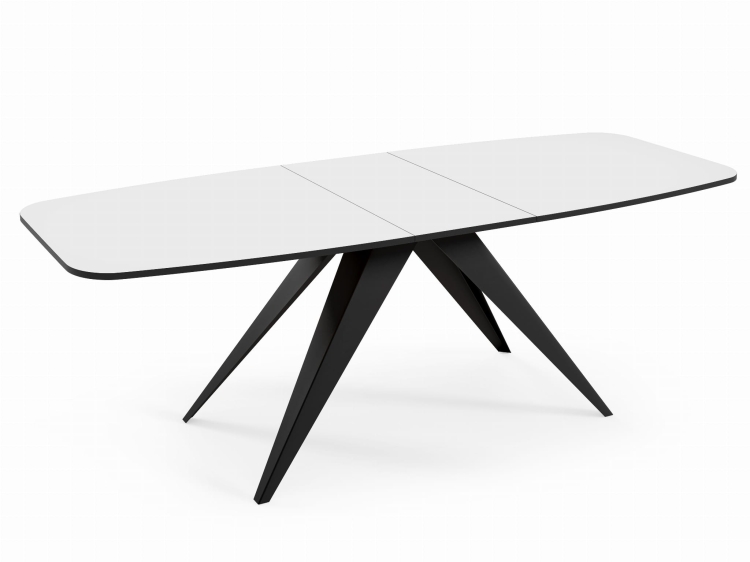 Biały stół z czarną podstawą rozkładany 180-220 cm CARRINGTON