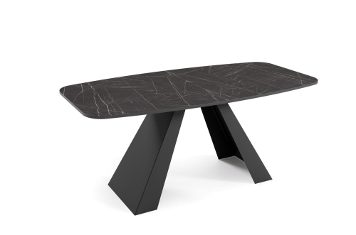 Stół glamour rozkładany blat czarny marmurowy 160-200 MERLO