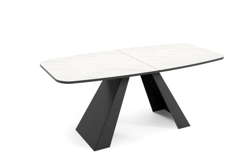 Stół glamour biały marmur z czarną podstawą z funkcją rozkładania MERLO