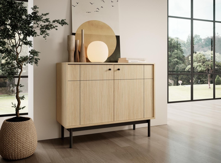 Komoda 2-drzwiowa w kolorze dąb linea do salonu STELLA
