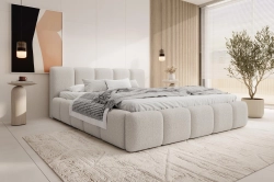 Designerskie łóżko tapicerowane niski zagłówek ASILLO 