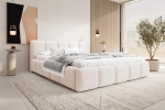 Łóżko tapicerowane bubble białe boucle z zagłówkiem ASILLO
