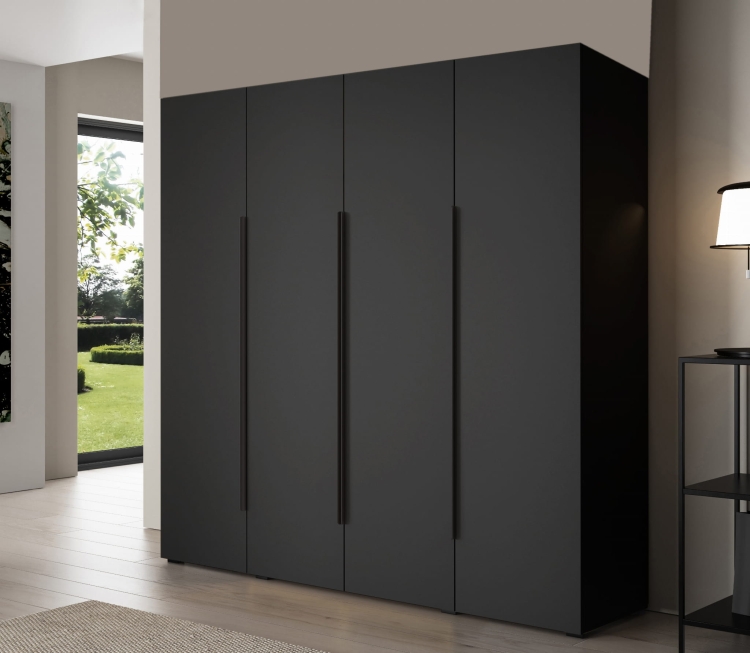 Duża czterodrzwiowa szafa do przedpokoju czarna STELLO