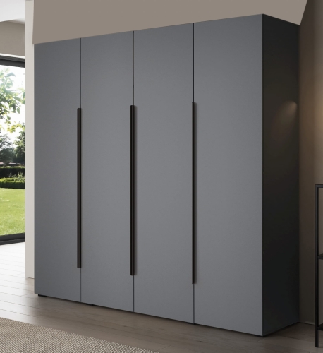 Grafitowa pojemna szafa z metalowymi uchwytami uchylna STELLO