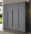Grafitowa pojemna szafa z metalowymi uchwytami uchylna STELLO