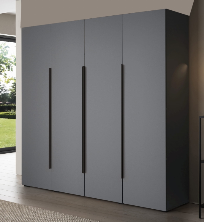 Grafitowa pojemna szafa z metalowymi uchwytami uchylna STELLO