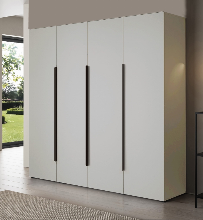 Designerska szafa uchylna kaszmirowa z metalowymi uchwytami STELLO