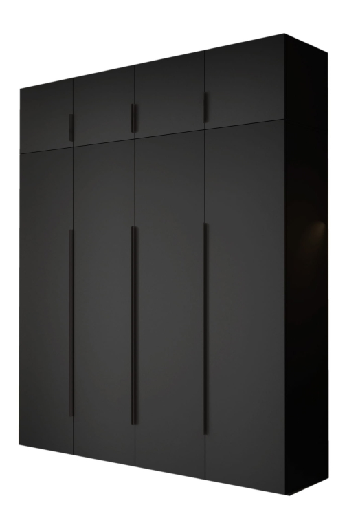 Czterodrzwiowa szafa z nadstawką do przedpokoju czarna STELLO