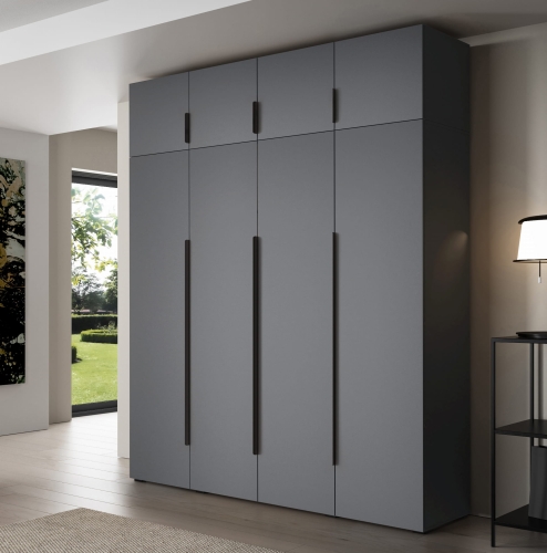 Pojemna szafa z nadstawką grafitowa metalowe uchwyty STELLO