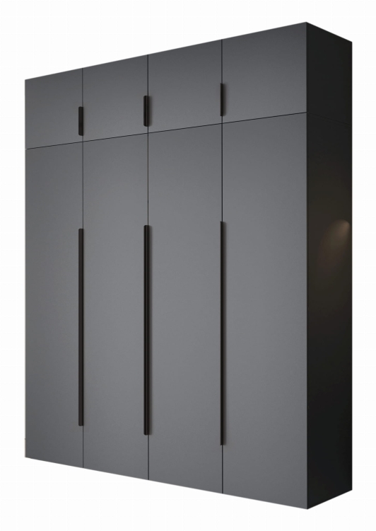 Pojemna szafa z nadstawką grafitowa metalowe uchwyty STELLO