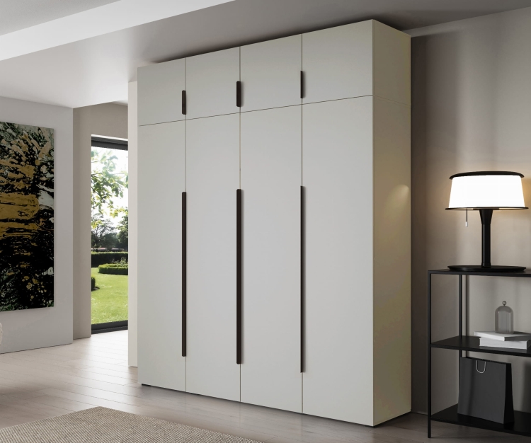 Kaszmirowa szafa z nadstawką nowoczesna czarne uchwyty STELLO