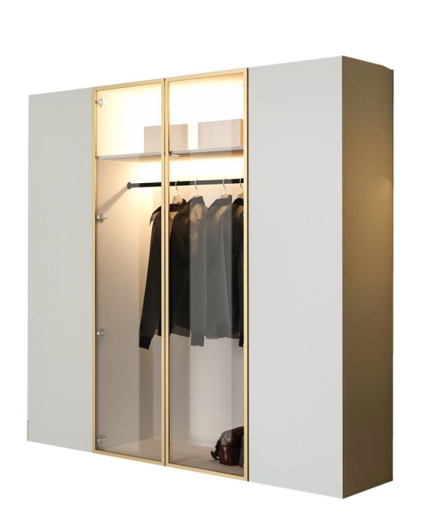 Szafa kaszmir ze złotą ramą oświetlenie LED do przedpokoju STELLO