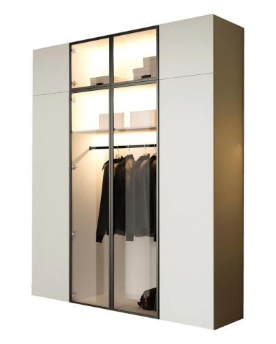 Elegancka szafa kaszmirowa ze szklanym frontem oświetlana LED STELLO