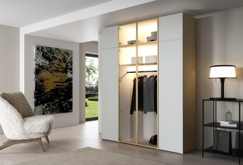 Szafa ze szklanym frontem kaszmir złota rama do sypialni STELLO