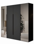 Czarna uchylna szafa z lustrem do przedpokoju 4-drzwiowa STELLO