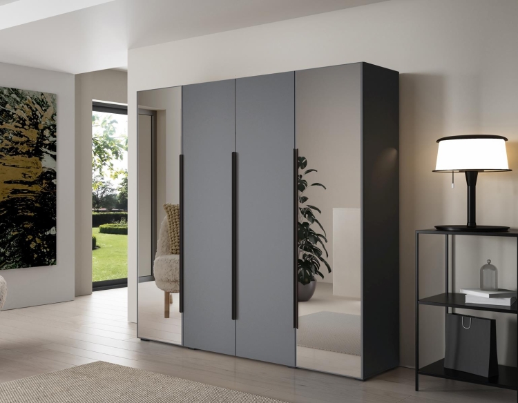 Szafa uchylna z lustrem ciemny kolor grafit do pokoju młodzieżowego STELLO