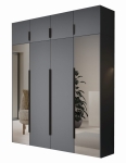Wysoka szafa z lustrem grafitowa 4-drzwiowa z nadstawką STELLO 