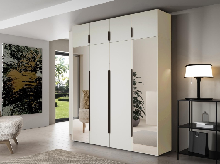 Kaszmirowa szafa wysoka z lustrem czterodrzwiowa z nadstawką STELLO